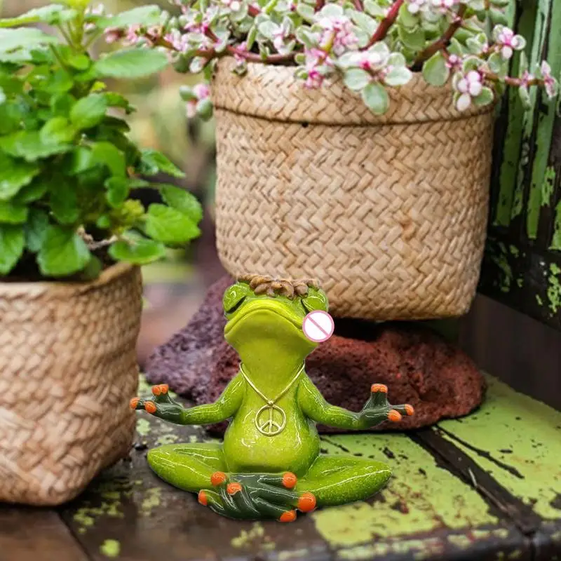 Zen Garden Frog Figurines Resin Frog Sculpture Garden Frog Decor Meditation Statue Desktop Yoga Frog Decoration For Windowsill