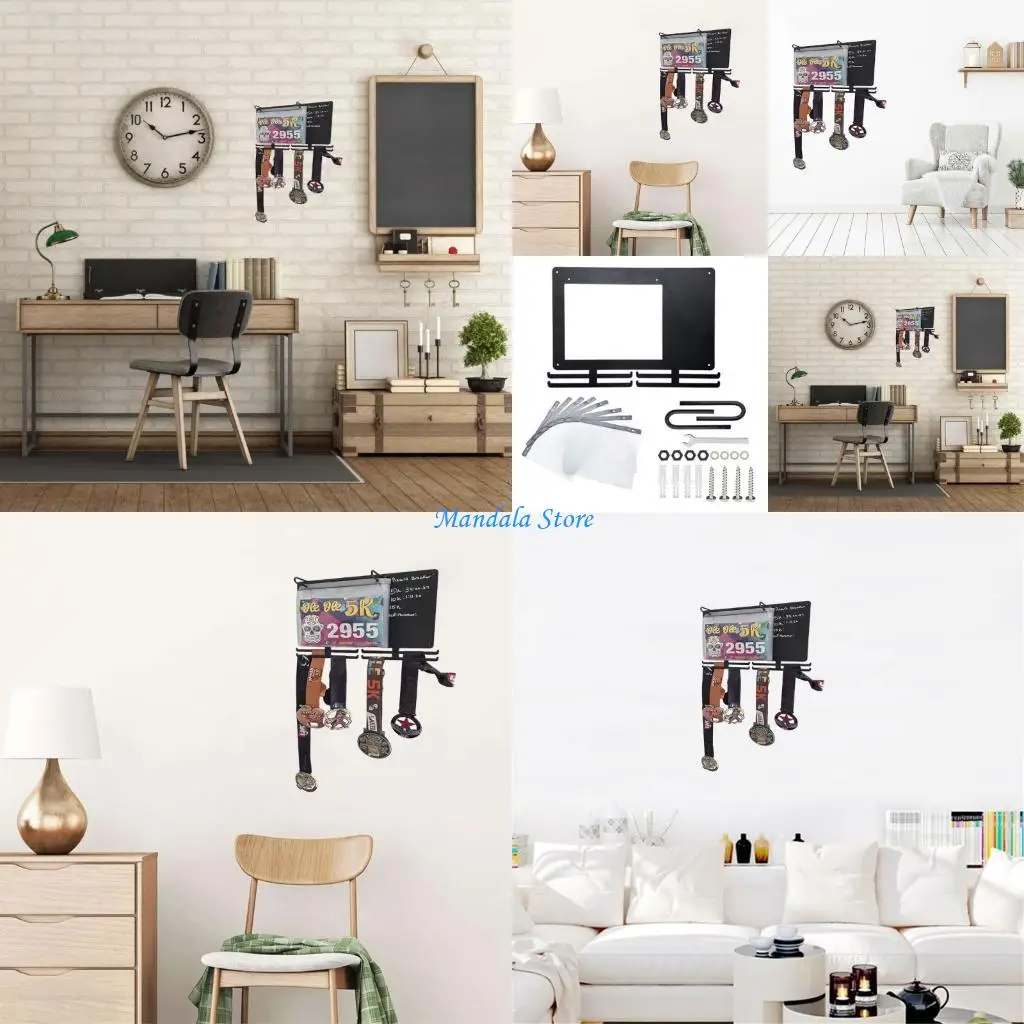 

U2JC Доска достижений марафонов Металлический настенный дисплей для отслеживания прогресса медалей нагрудников для бега