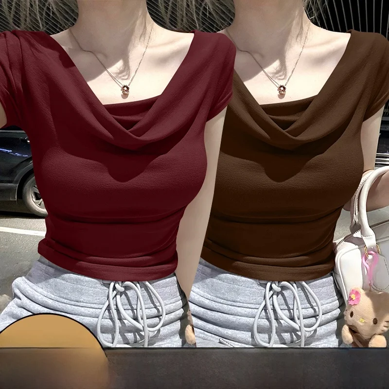 

Летняя женская футболка ort Sve 2021, Pure Desire Gentle oulder Exposure для похудения, высококачественный топ ort Body ape