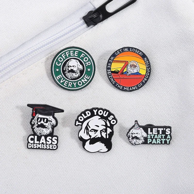 Marx Kaffee für alle Brosche Emaille Pins Wir nähren die Produktionsmittel Broschen Revers Abzeichen Schmuck Geschenk für Freunde