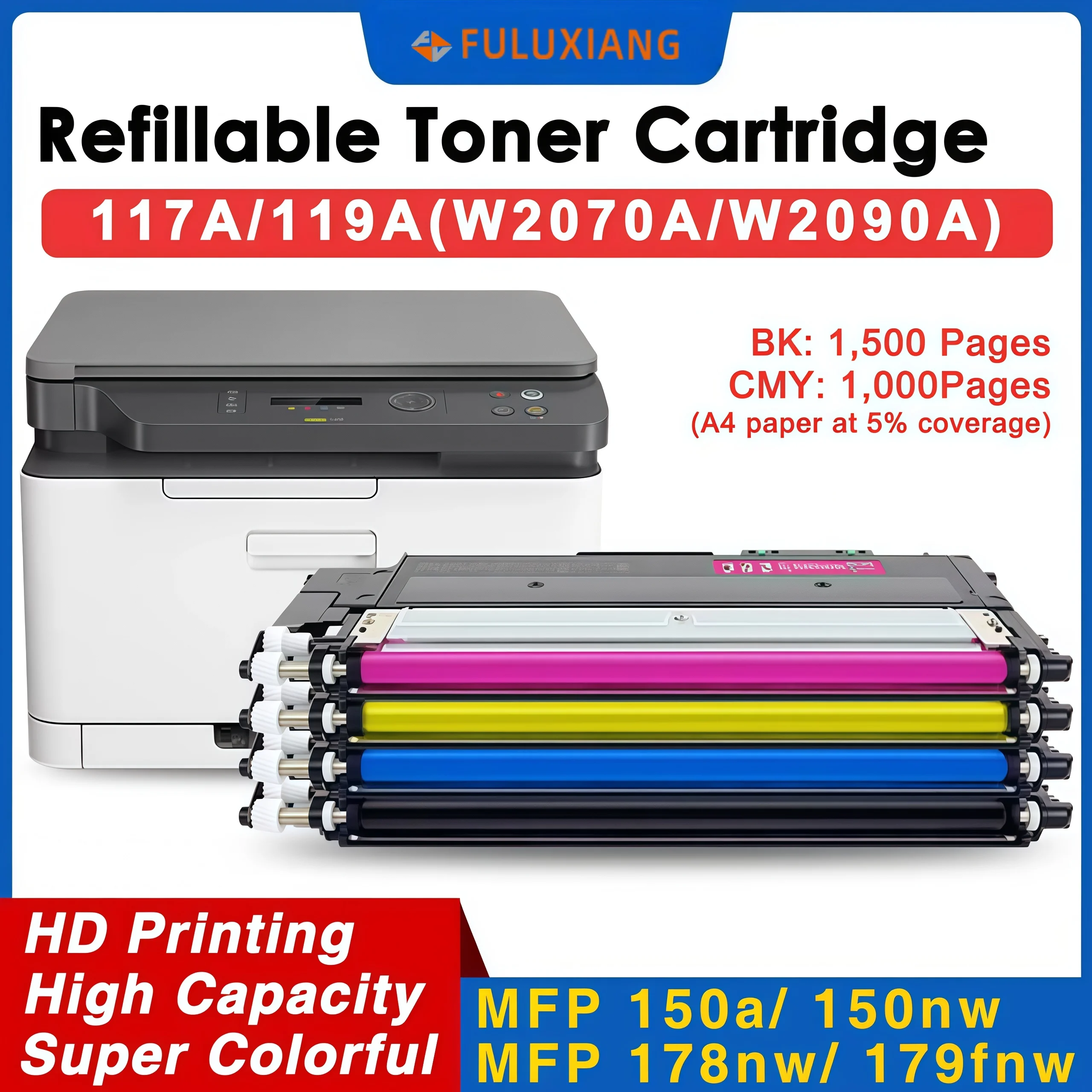 

Compatible Toner Cartridge For HP Color Laser 150A 150W 150NW MFP 178NW 179FNW 117A W2070A W2071A W2072A W2073A with new chip