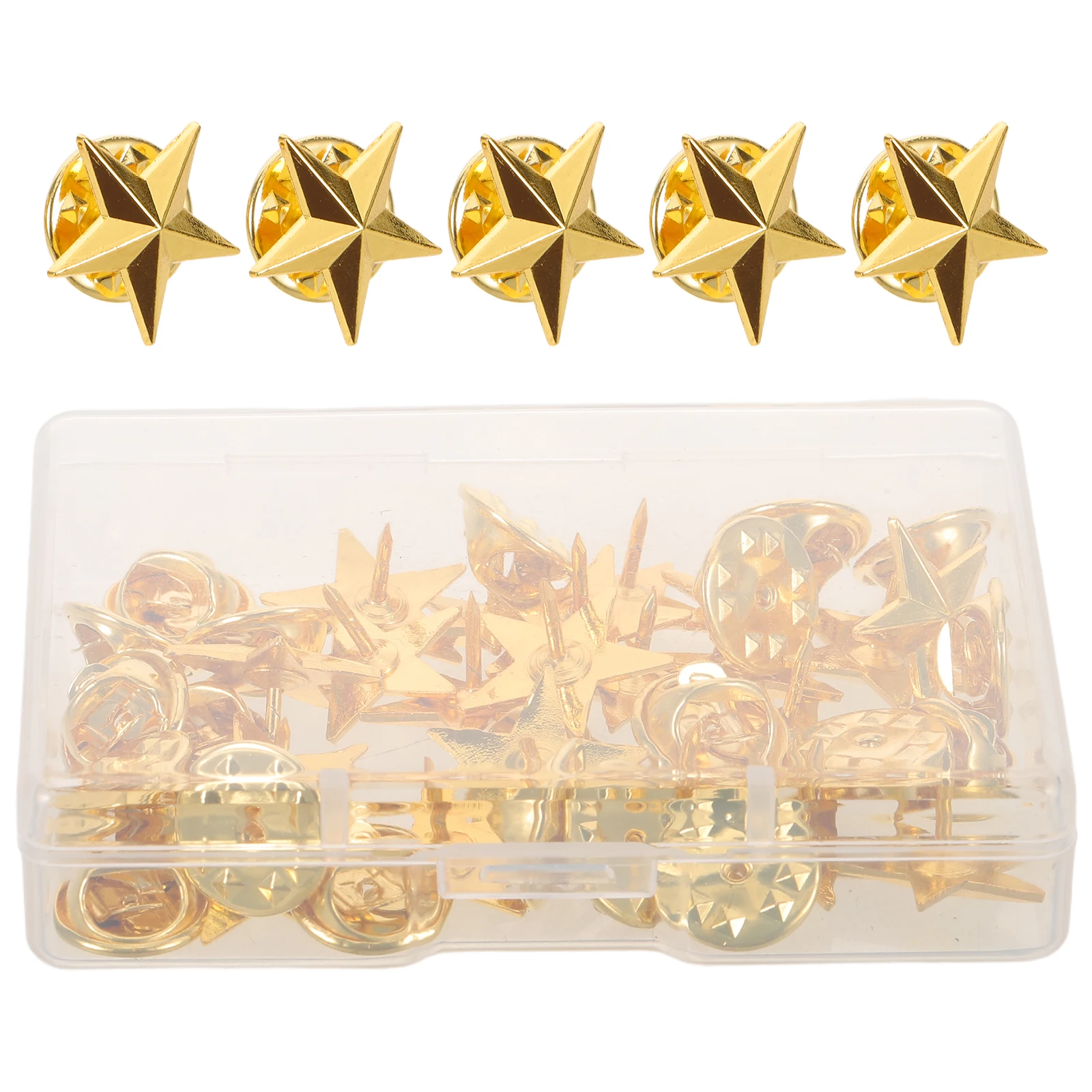 

1 Set Gold Star Pin Brooch Elegant Lapel Pin For Men'S Collar Hat Backpack Suit Durable Lightweight Star Badge For Labor Day