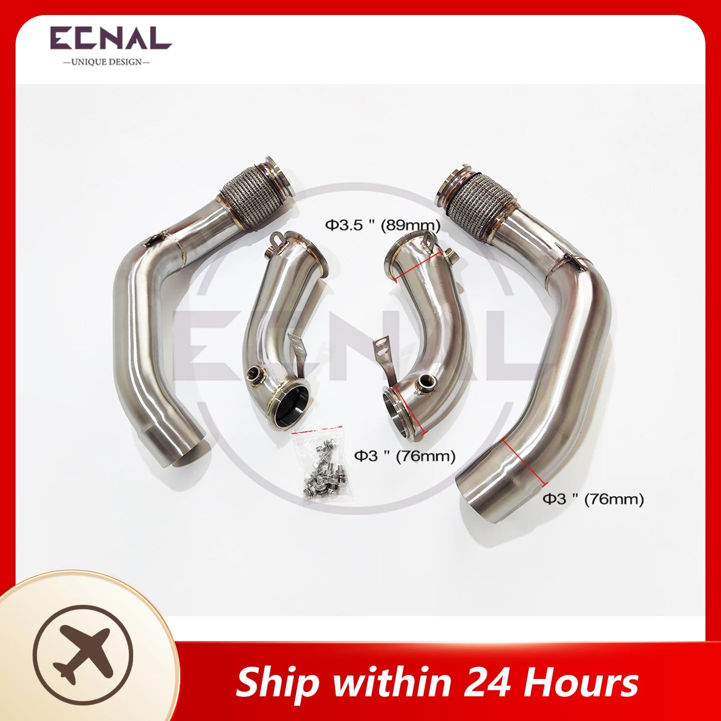 Ecnal Exhaust Pipe for BMW M5 F90 V8 4.4T 3.5inches to 3inches Downpipe without Catalytic Converter Sport Exhaust System