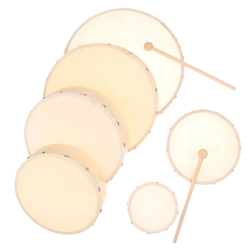 Children 4/6/7/8/9/10 Inch Hand Drum Wood Drum With Drum Stick Set Musical Game Kids Educational Toy Percussion Instrument