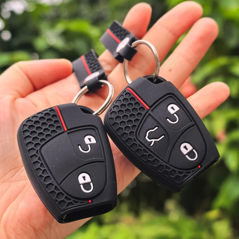 Silicone Car Key Case Car Keychain For Mercedes Benz C B E R Class GL CLS CLK SLK W203 W211 W204 3BNT Remote Key Cover