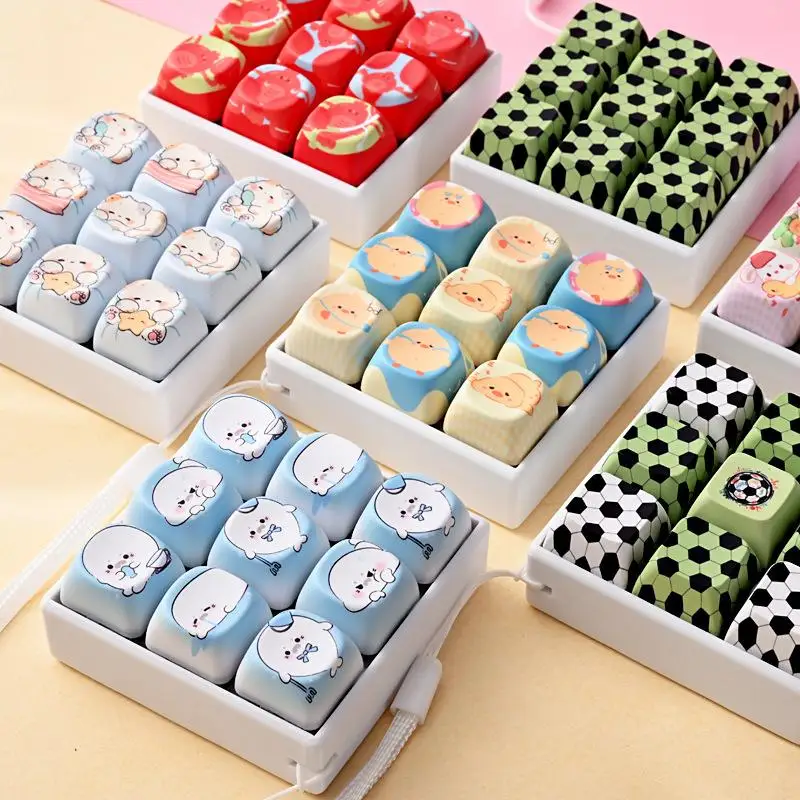 Funny Soccer Pattern Fidget Stress Toy 9 Key Keyboard Button Pendant Fashion Backpack Charm for Adults