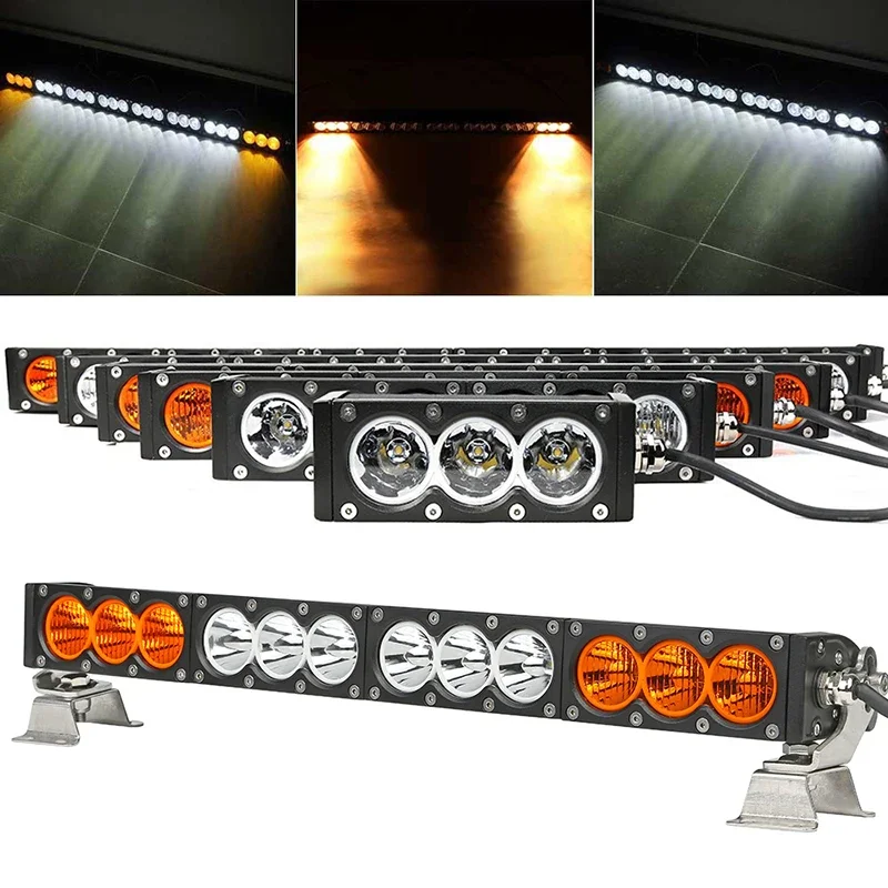 Wholesale curved/straight aurora barra led 4x4 offroad driving work light single row amber strobe car truck led light bar