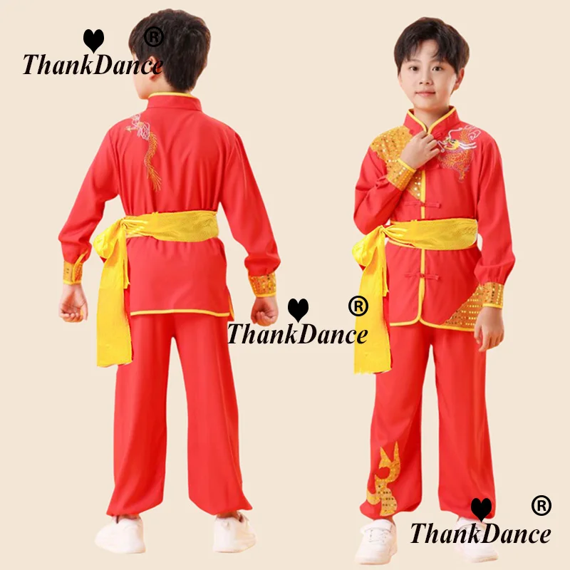 Criança chinês tradicional kungfu uniforme para meninos meninas wushu traje conjunto tai chi folk desempenho palco outfit