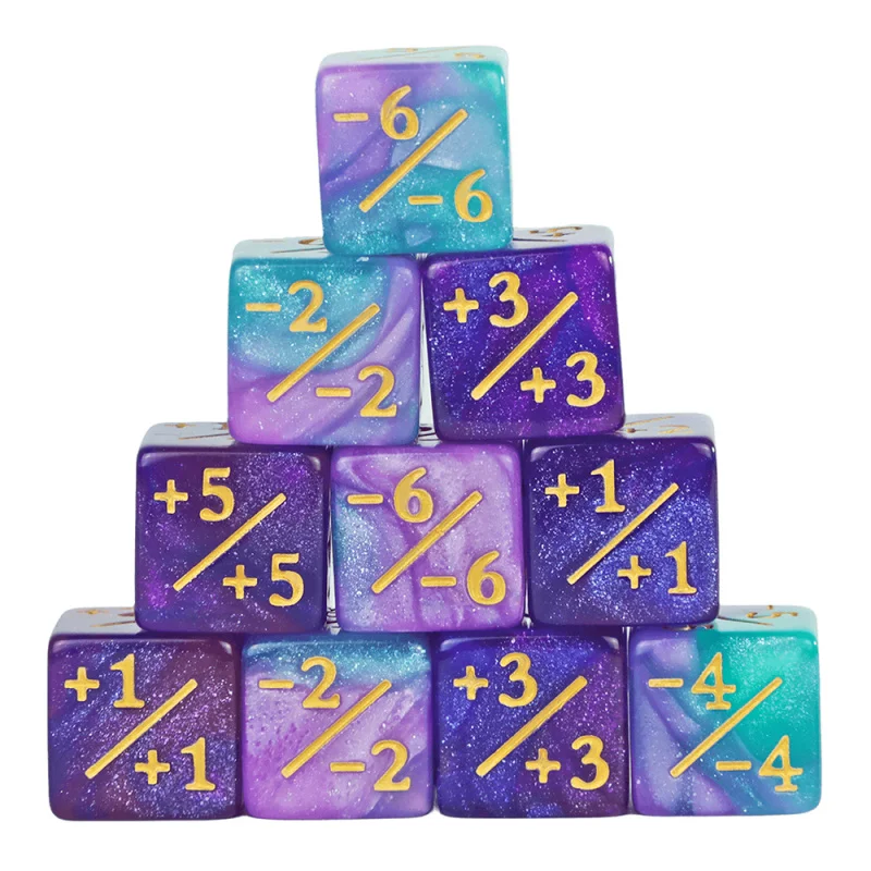 Sechsseitiges Würfelset D6 Counters 1/1 und -1/-1 Set mit 10 Würfeln für den Mathematikunterricht, Arithmetikspielzeug für Kinder, Kartenspielzubehör