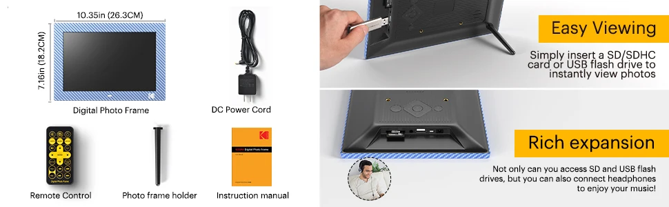 Cornice Digitale 10 Pollici IPS Con Telecomando – Plug And Play, USB/SD, Orologio E Sveglia!
