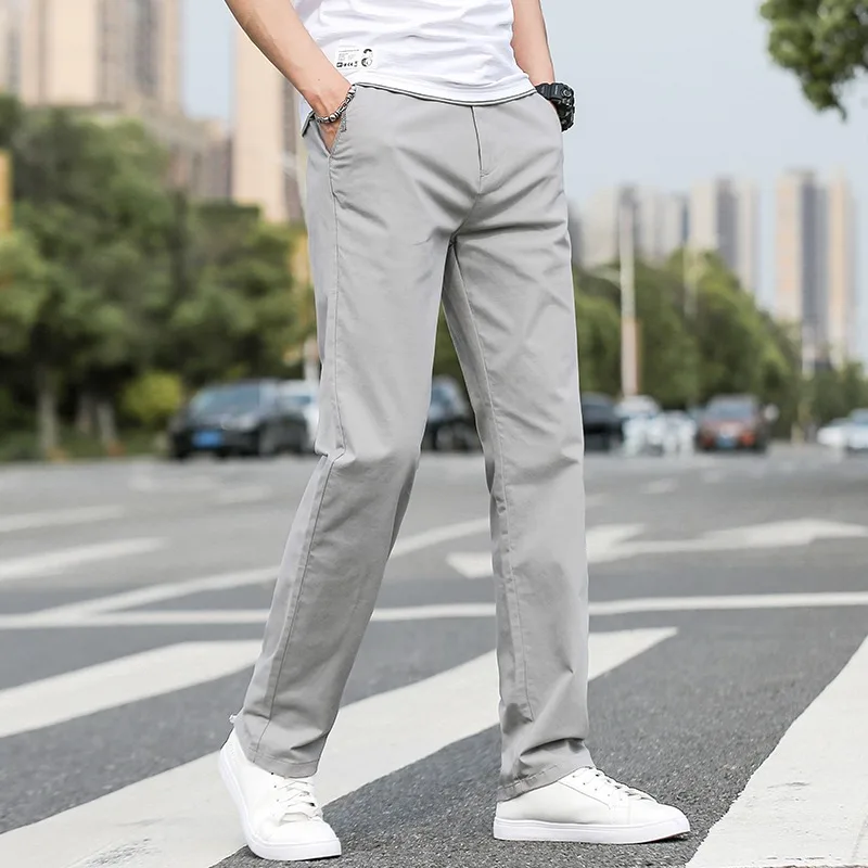 

Summer Lightweight Men s Casual Pants Stretch Cotton Loose Fit High Quality Elastic Waist Soft Fabric