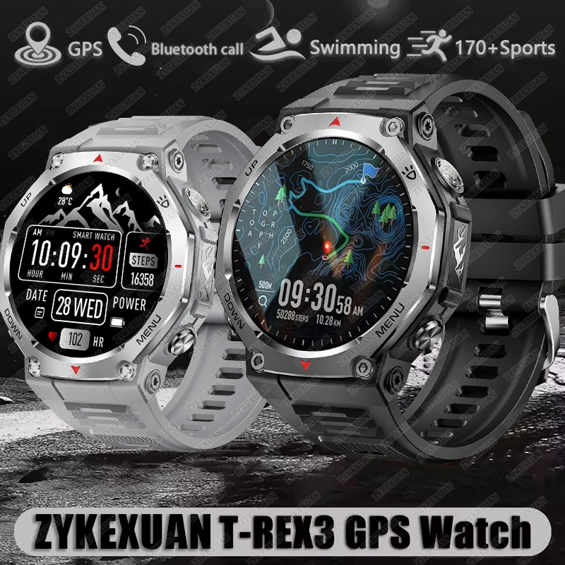 

Для Xiaomi военные умные часы T-Rex 3 GPS трек движения 5ATM водонепроницаемые AMOLED Bluetooth вызов 100 + спортивные умные часы с пульсометром
