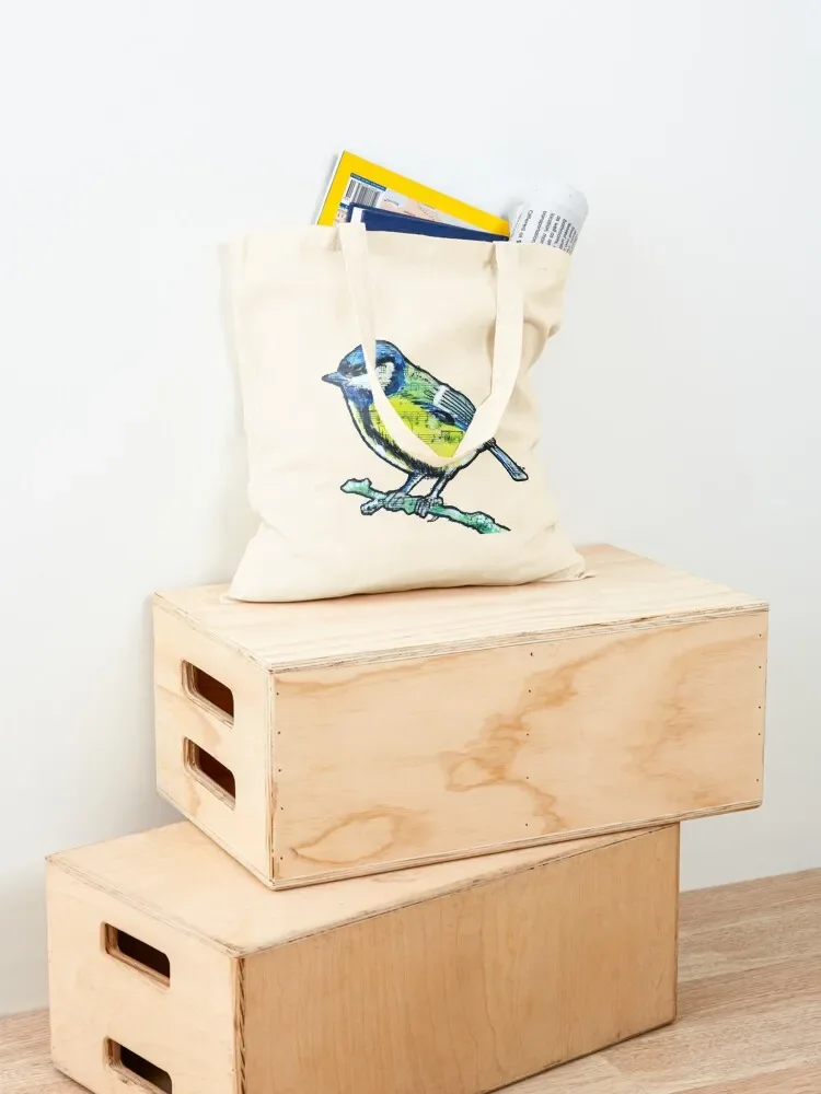 Blue Tit English Birds Tote Bag Canvas shoulder bag Women's handbag Gift bag