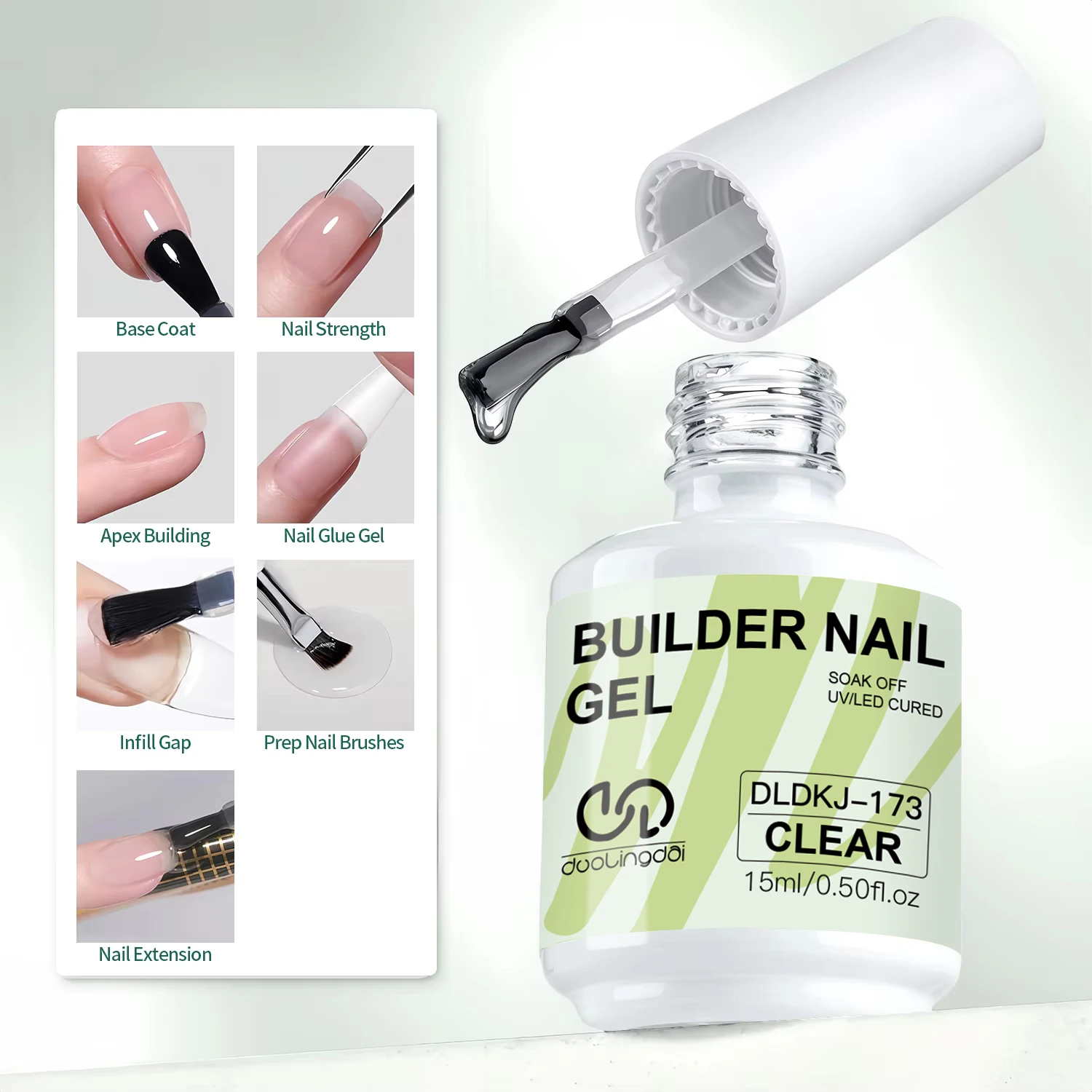 DOULINGDAI 7IN1 Multi-Functional Builder Gel 4Colors Extension Strength Apex Building Base for Beginner Friendly Manicure 15ml