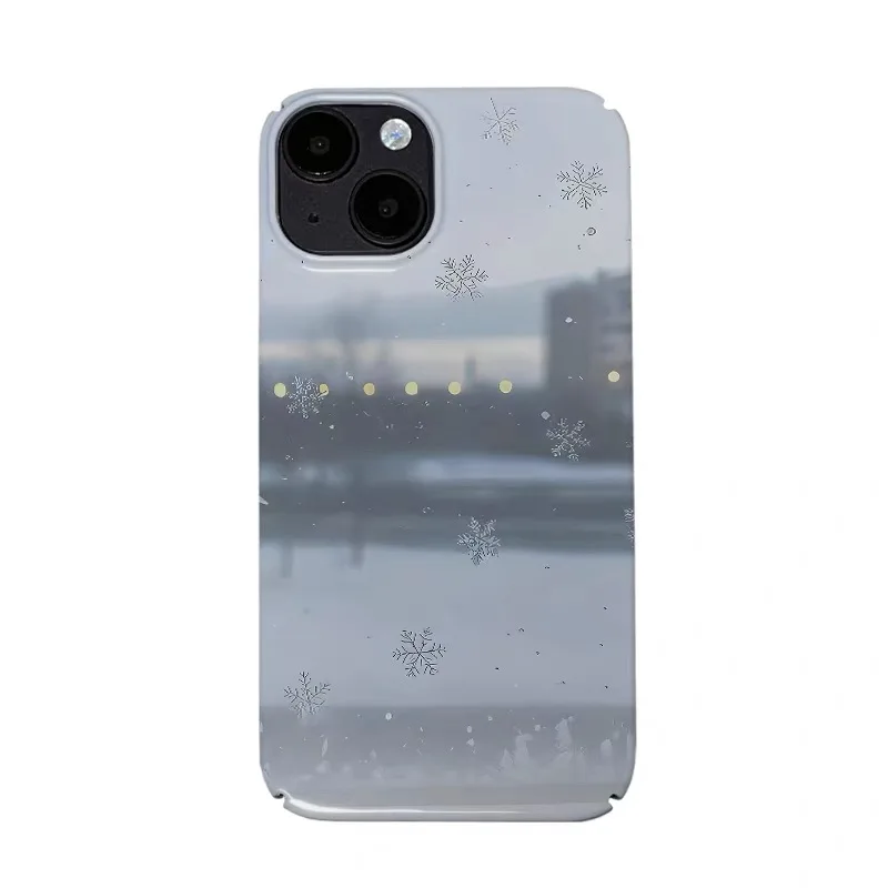 

Ins Grey Blue Snowflake Art Phone Case for IPHONE 17 Air 16E 15 PROMAX 14 Plus 13 12 MINI 11 PRO 16Plus XR Acrylic Phone Cover