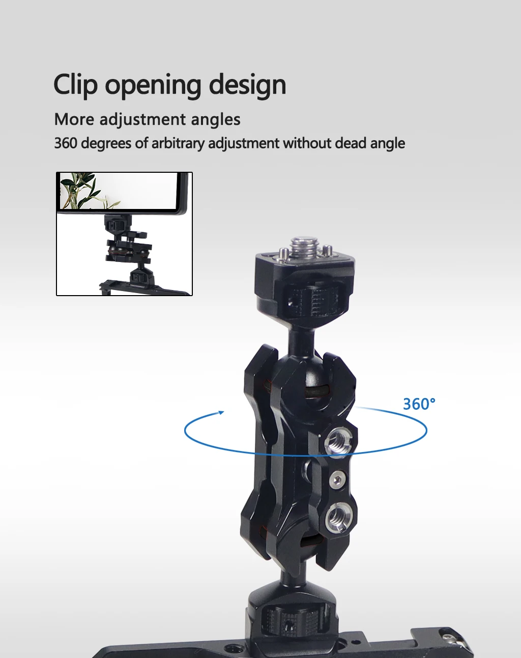 Neuer, verbesserter, universell einstellbarer Doppelkugelkopf 1/4 bis 3/8 Zoll, magischer Arm, Monitorhalterung, Zubehör für DSLR-Kamera-Käfige, unterstützt 5 kg – Detail 30