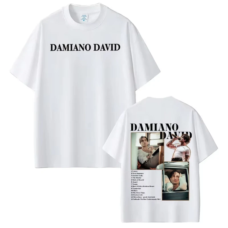 Damiano David Funny Little Fears World Tour Graphic T Shirt Men Women High-quality Clothing T-shirt Cotton Casual Loose T-shirts