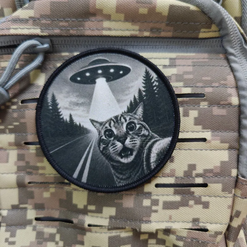 2026 New Patches, UFO Selfie Cat Morale Badges, For Clothing, Hats, Backpacks, etc., Hook and Loop