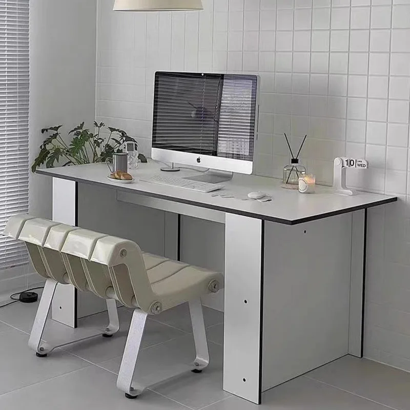 

Square computer desk, dining table, long table, minimalist white desk, small apartment