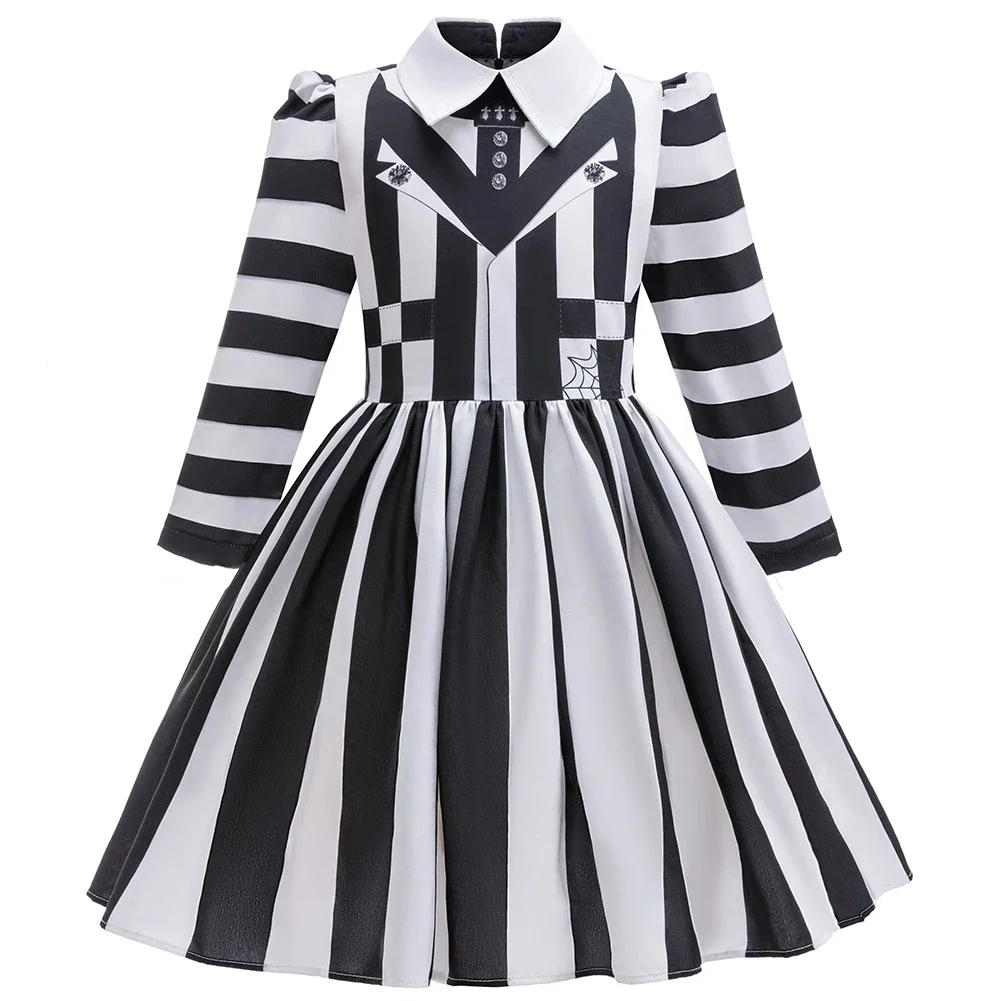 Halloween Wizard Costumes Girl Striped Princess Dress Formal Uniform Horrible Master Girls Party Kids Birthday Carnival Dress