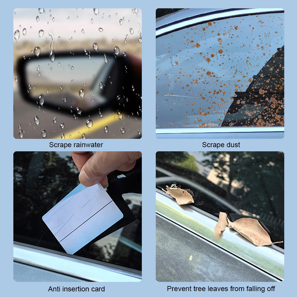 Tira universal de borracha para limpador de janela lateral de carro, 4 unidades, acessórios, ferramenta de limpeza de janela para carro, remoção de névoa de água, lâmina de limpador