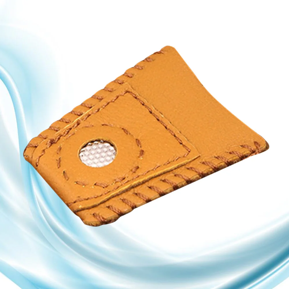 كشتبان إصبع حامي جلد الغنم البني لإبرة التلبيد الخياطة التطريز الحرفية Diy أداة #1