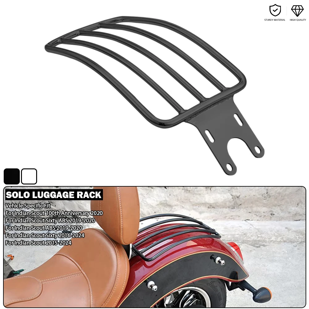 Motorcycle Solo Luggage Rack Passenger Fender Versatile Cargo Rack - Black/Chrome Fit For Indian Scout Sixty ABS 100th 2015-2024