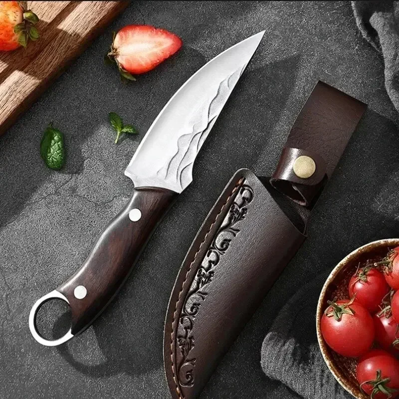 Stainless Steel Boning Knife Meat Cleaver Kitchen Handmade Forged Chef's for Household Wooden Handle Butcher