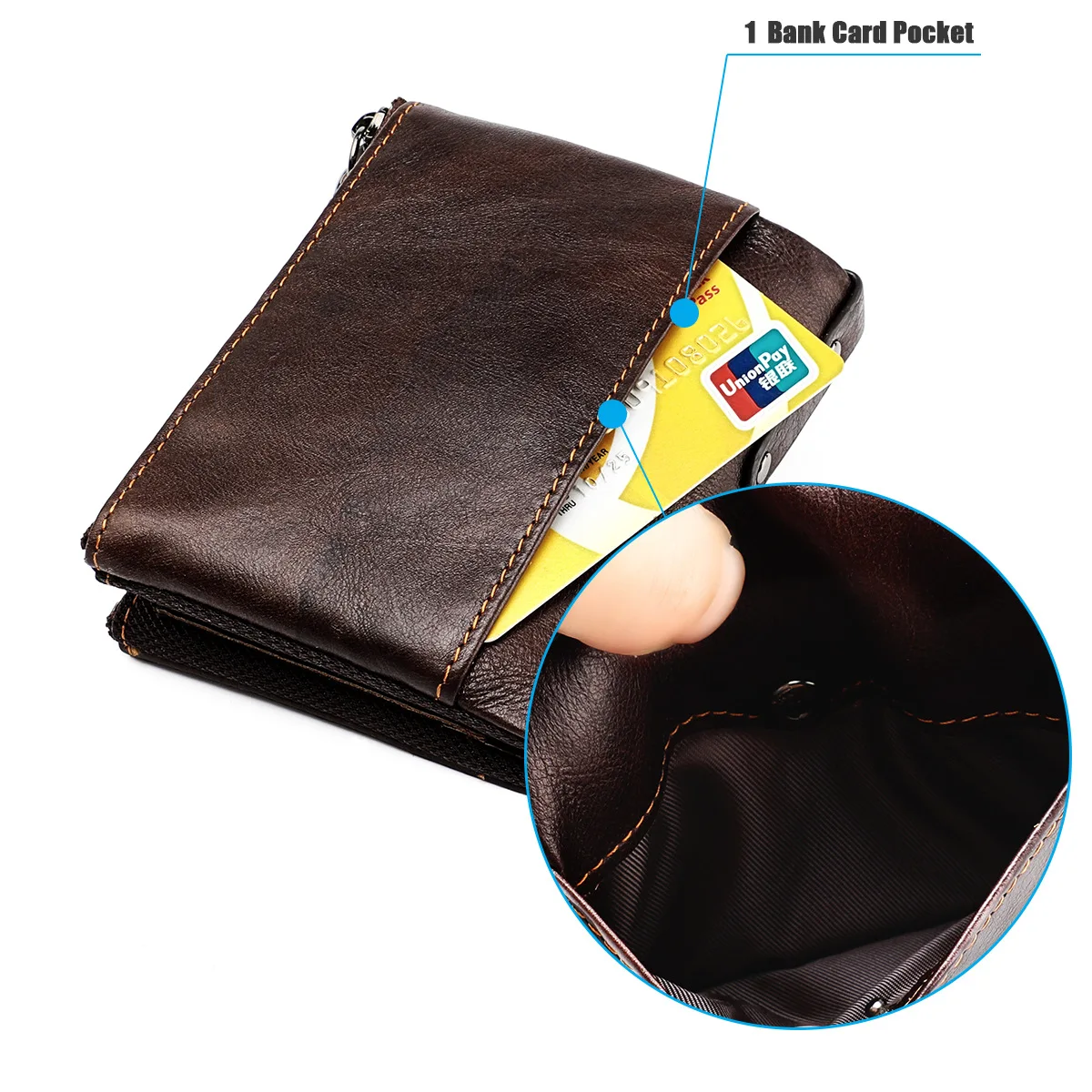 Genuine Leather Short Men RFID Wallets Name Engraving Leather Card Holder Brand Men Retro Coin Pocket Zipper Male Wallet