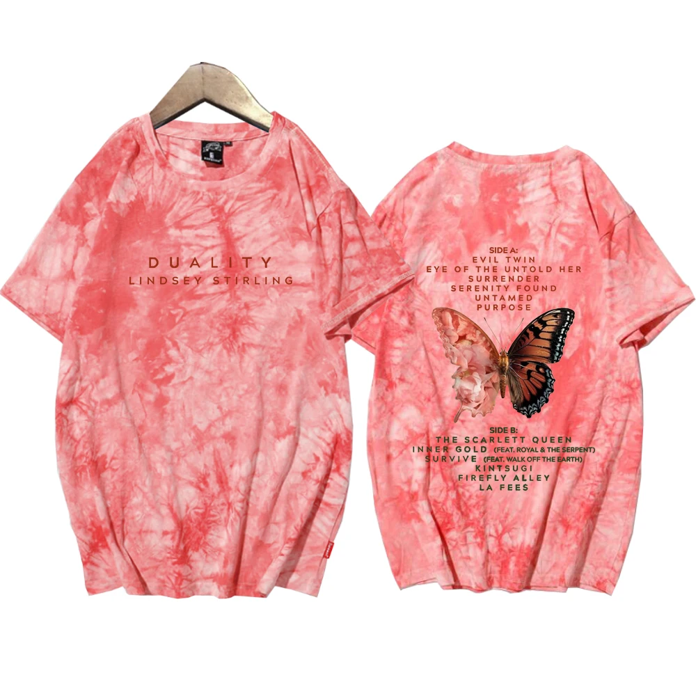 Lindsey Stirling Duality 2024 Tie Dye Shirts Unisex Harajuku Summer Printing Casual Tee Tops Fans Gift Regular Tops Oversize