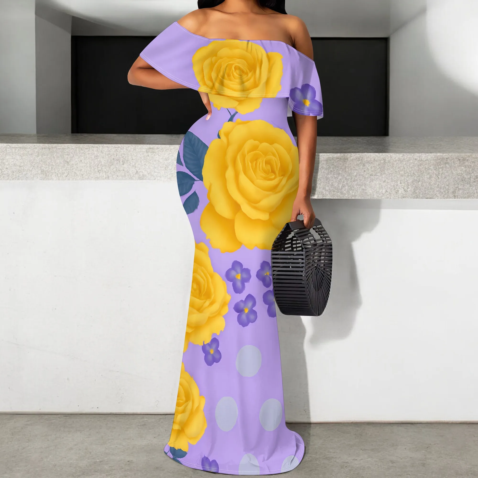 

Women's Boho Floral Off Shoulder Maxi Dress, Summer Beach Party Elegant Mermaid Gown for Mother's Day, S-3XL