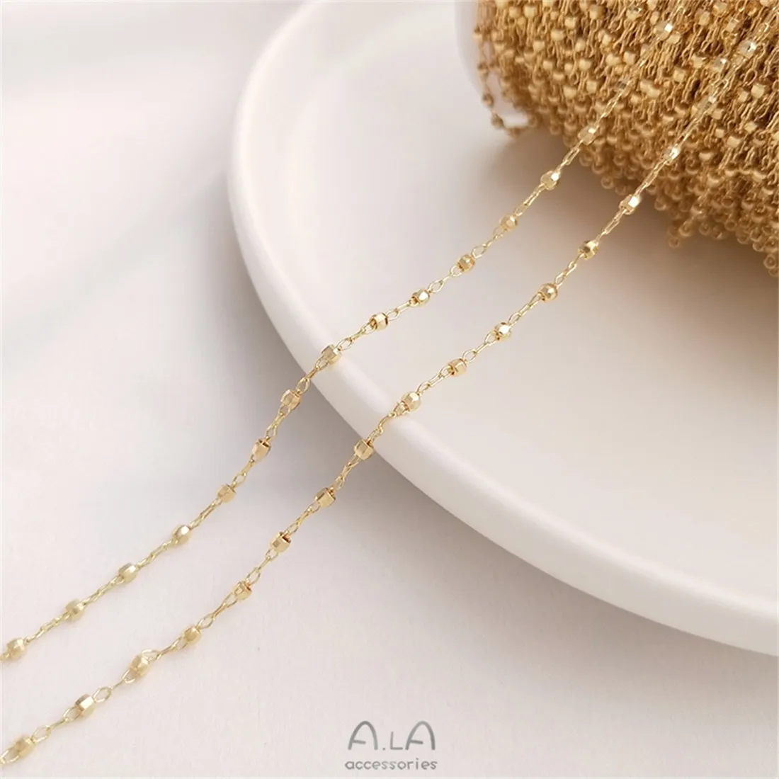 14K Gold-filled Korean Handmade Fine Chain Cut Bead Chain DIY Necklace Bracelet Jewelry Loose Chain Accessories B658