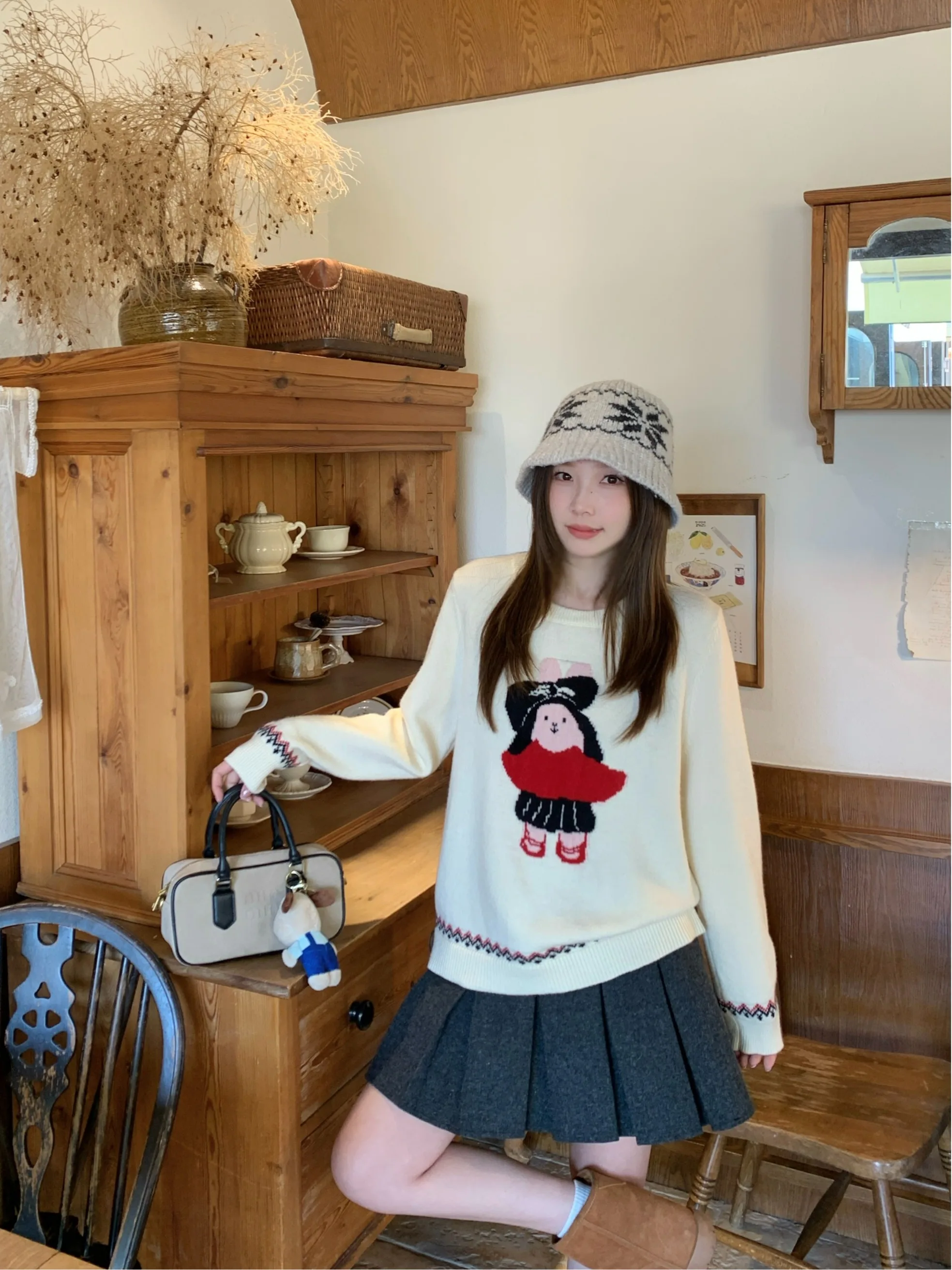 

plus Size Women's Korean Style Long Sleeve Knitted Sweater Autumn Winter Loose Slimming Design Color Block Knitwear Top