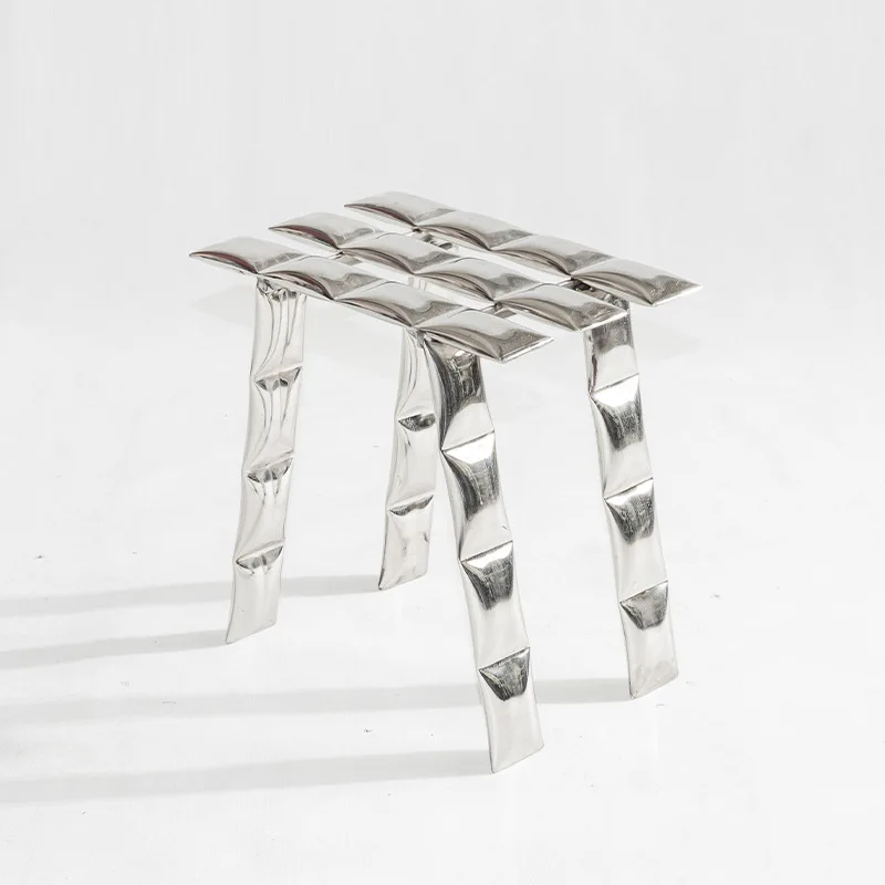 

Nordic modern designer creative stainless steel stool light luxury high sense living room stool Internet celebrity chair
