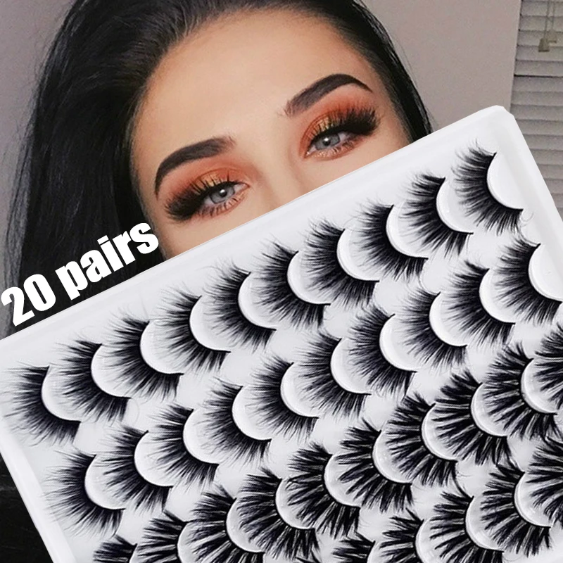 5/20 Pairs 3D Imitation Mink False Eyelashes Natural Soft Cross Long Multi-layer Eyelash Extension False Eyelashes Makeup Tools