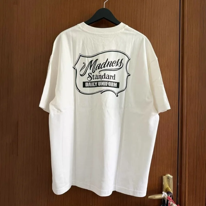 

Men Women Summer Street Cleanfit Madness Tshirt High Quality Cotton Artistic Letter Print White Round Neck Short Sleeve Top Tees