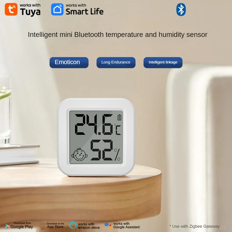 Smart Zigbee Temperature And Humidity  Sensor APP Real Time Monitoring LCD Screen Diaplay Works