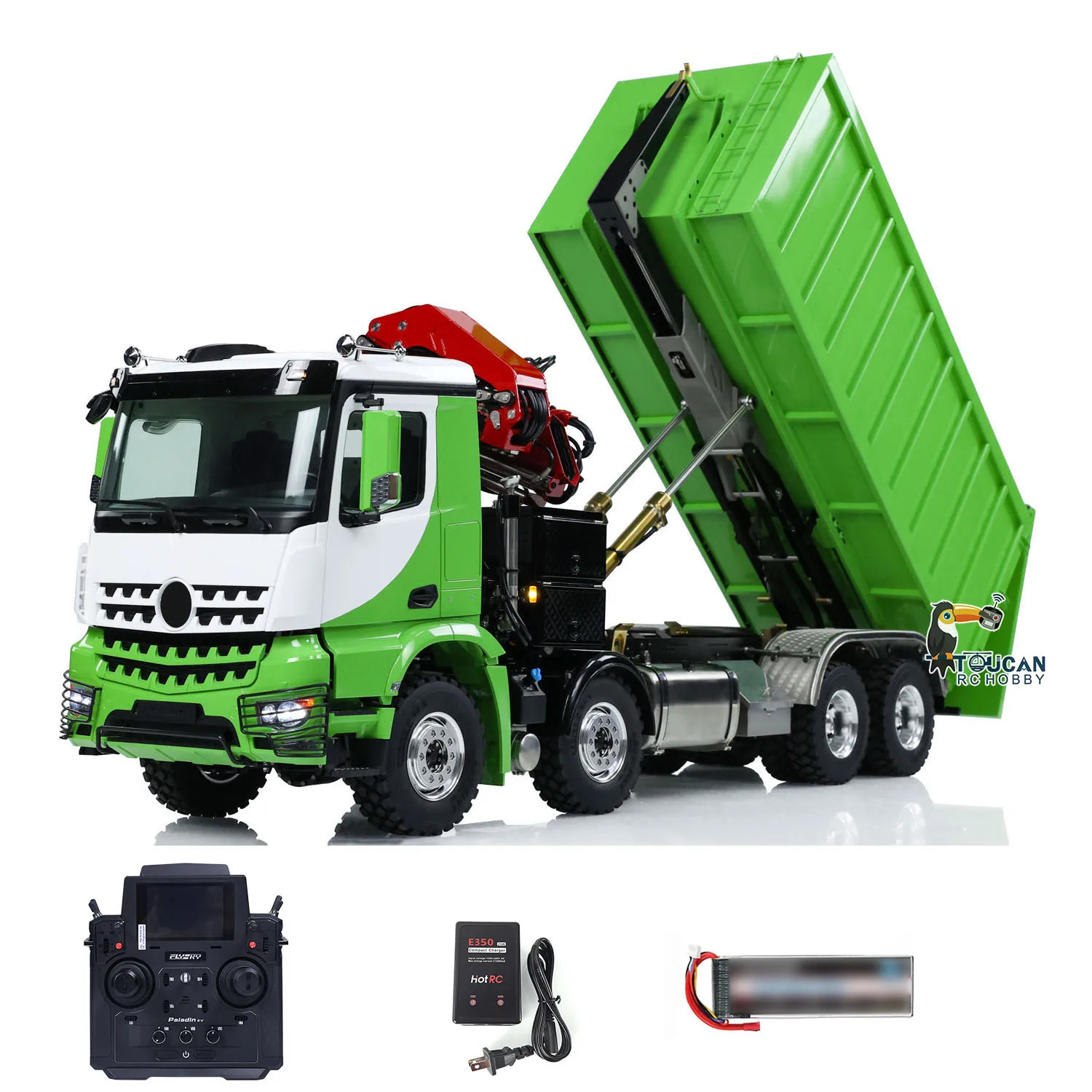 RTR LESU 1/14 RC Hydraulic Crane Truck 8x8 Metal Chassis Dump Car 3348 Dumper Waste Bin with Light Sound Set Customized RC Toys