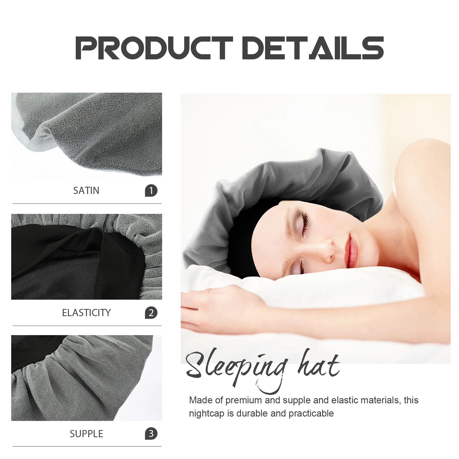 

Ice Silk Sleep Hat Satin Hair Bonnet For Women Wide Rim Elastic Makeup Shower Head Wrap Hair Care Beanie