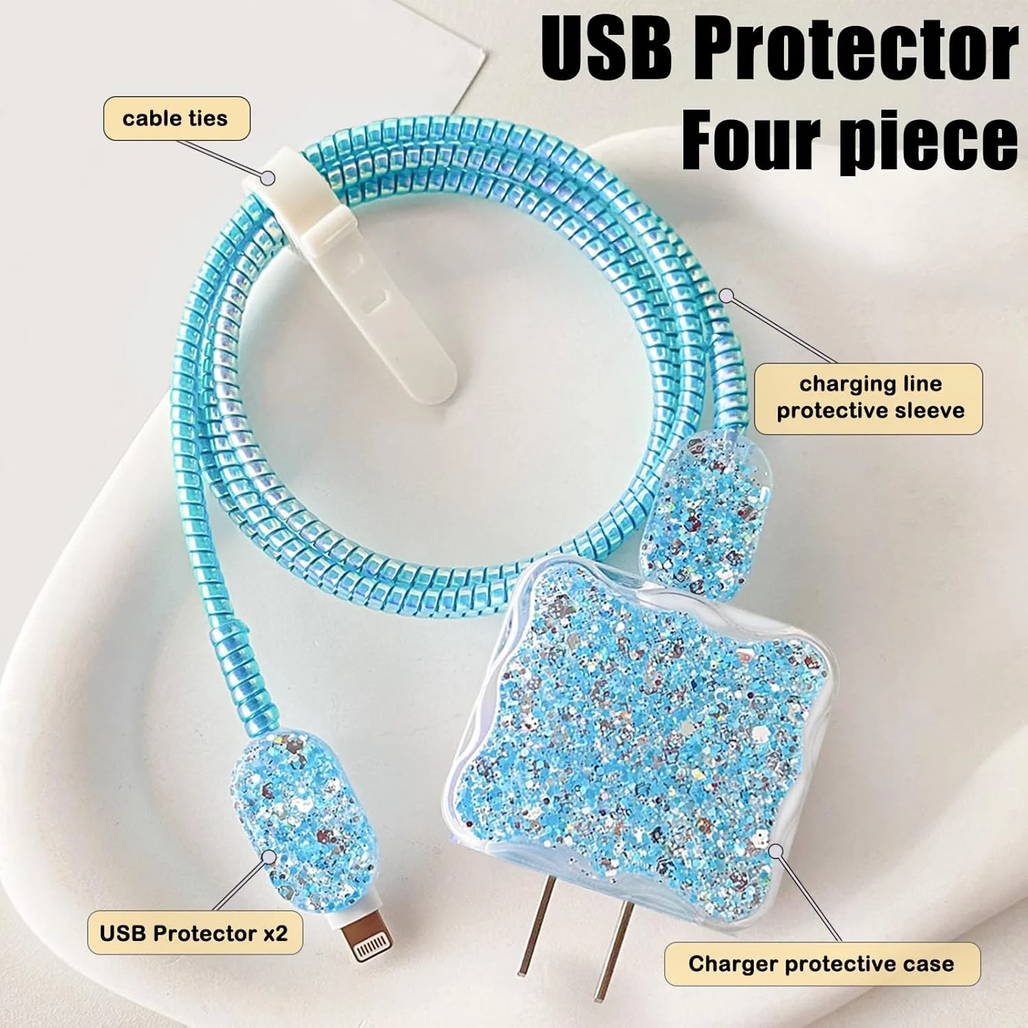 Luxury Cable Protector Suitable for   Charger Clear Wave  Design,Data Line USB Case Wire Cable Saver Phone Charger Protector for