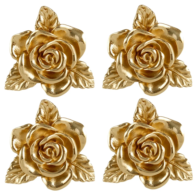 

NEW 4PCS Solid Brass Gold Rose Furniture Pulls Handles Drawer Knobs Cupboard Wardrobe Closet Dresser Cabinet Pulls Decorations