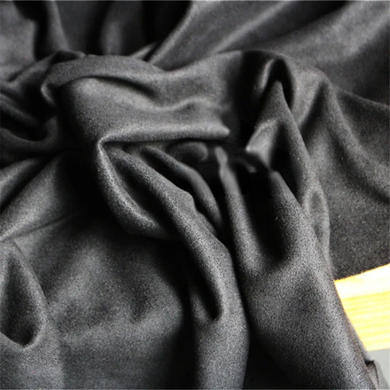 Black Suede Frosted Fabric for DIY Sewing Cheongsam Suit Windbreaker Fashion Designer Creative Skin Friendly Comfortable Cloth