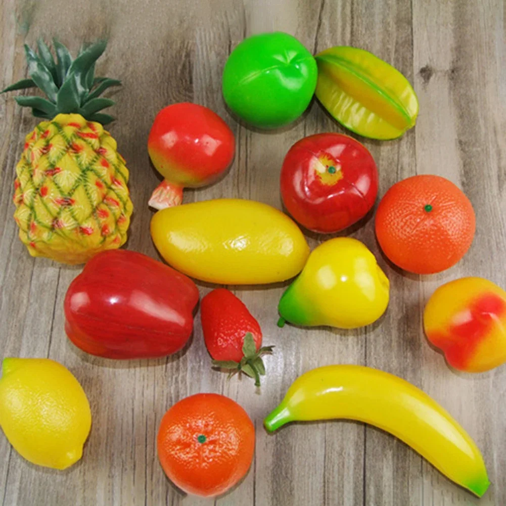 

14pc Realistic Artificial Fruit With Lifelike Pineapple,Banana,Grapes,Lemon,Orange,Pomegranate,Pear For Wedding Home Decoration