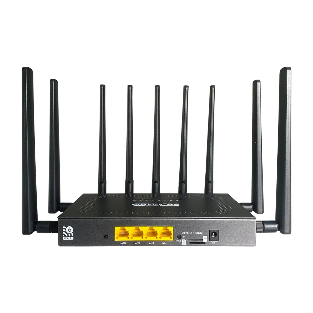 Zbtlink Unlocked 5G WIFI6 Router Two Sim Card 3000Mbps Wifi 5g Modem RM520N-GL 2.4Ghz 5Ghz 4×4 MIMO CPE WIFI Router 8 Antenna