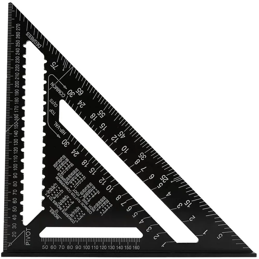 7inch Speed Square Metric Aluminum Alloy Triangle Ruler Squares for Measuring Tool Metric Angle Protractor Woodworking Tools