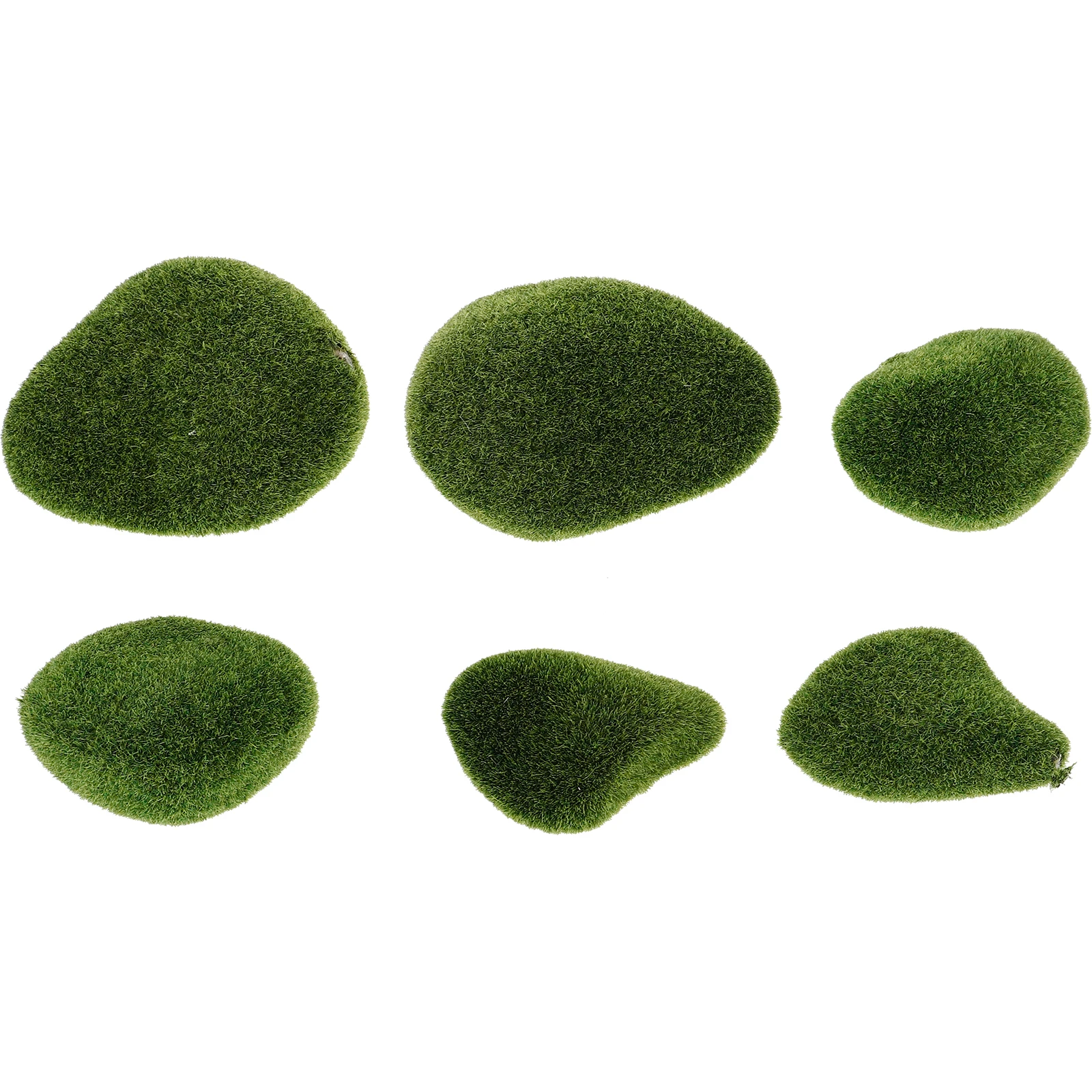 

6pcs Artificial Flocking Stones Simulated Moss Rocks for Garden Decoration Miniature Landscape DIY Crafting Props
