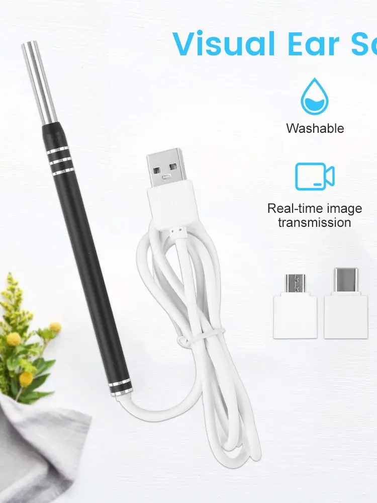 5.5mm USB Visual Ear Otoscope 480P Ear Health Care Cleaning Endoscope Camera  for Android Type C Smartphone PC