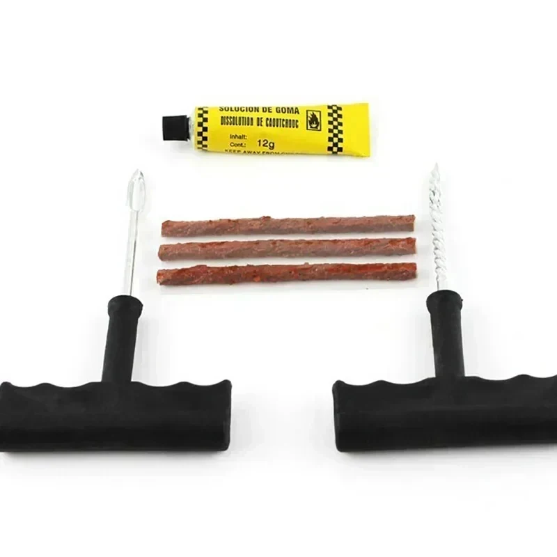 1-4Set Tubeless Tyre Repair And Studding Tool Set: Puncture Plug, Patch Strip, Glue, Garage Tool Accessories