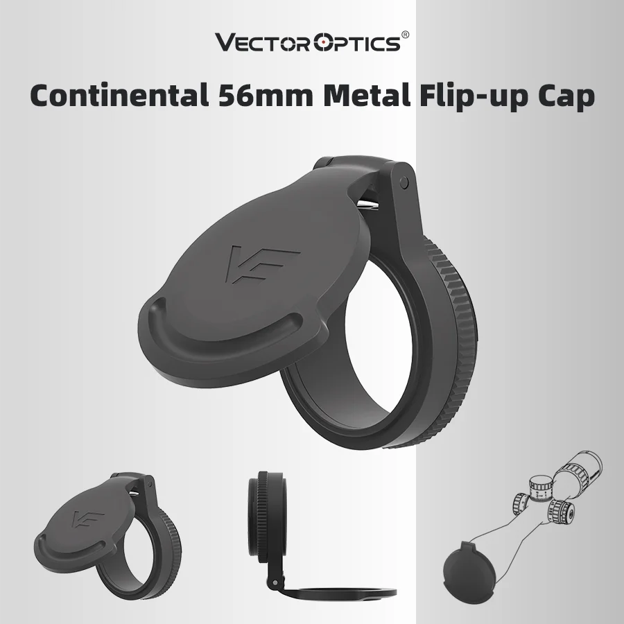 Objectif de lunette de visée Vector Optics Continental avec capuchon métallique rabattable entièrement ouvrable et capuchon de protection rabattable pour objectif en alliage d'aluminium 6061-T6