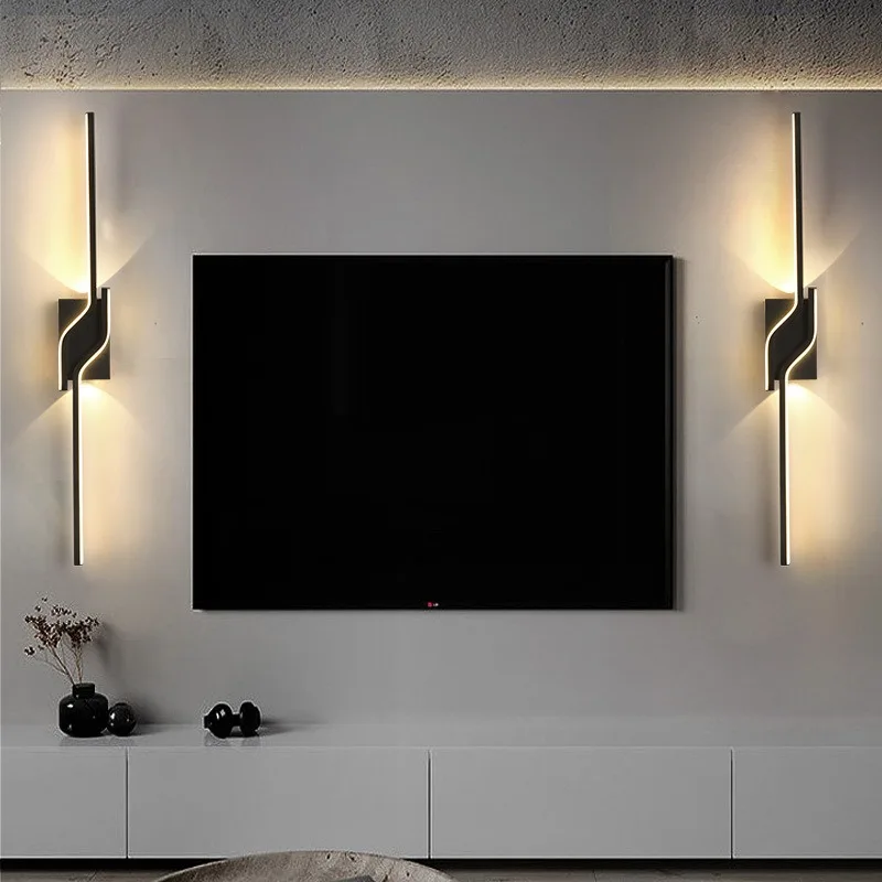 Imagem -02 - Modern Minimalista Led Lâmpada de Parede Long Strip Sconce para Sala Quarto tv Fundo Escadas Interior Home Decor Ac85265v